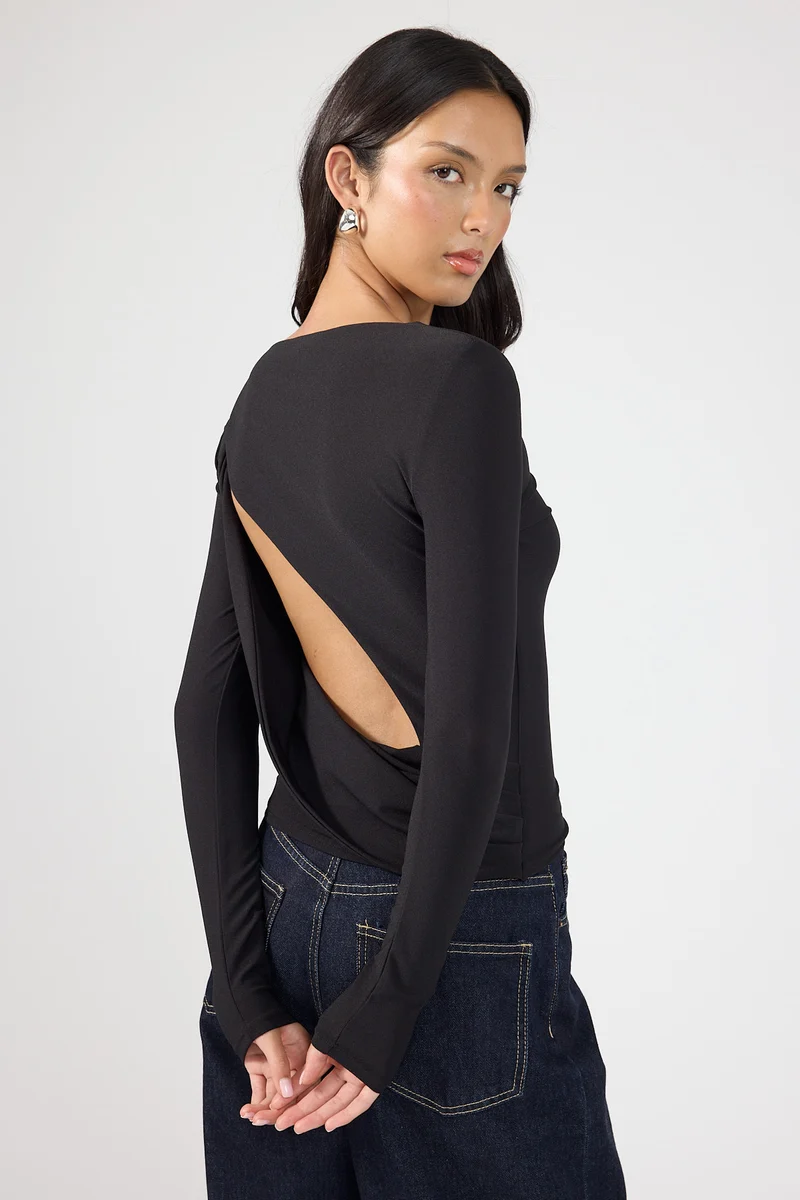 Perfect Stranger Lucinda Draped Backless Top Black