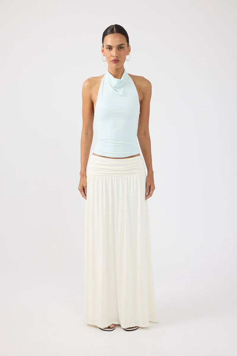Perfect Stranger Siena Halter Cowl Top Blue