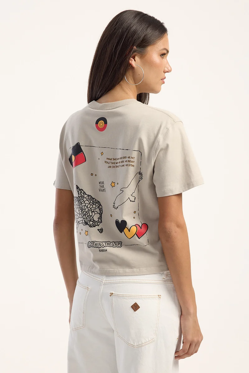 Clothing The Gaps Bunjil Icon Boxy Shrunken Fit Tee Grey