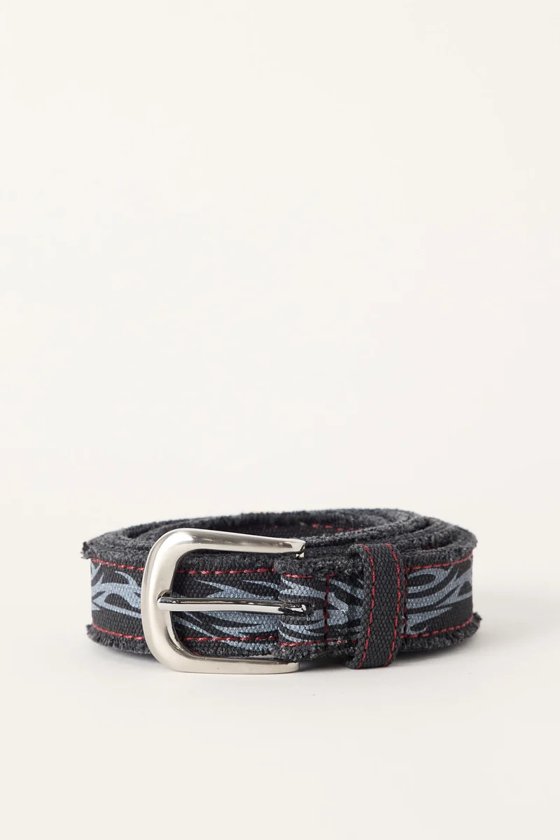 Neovision Tribal Distressed Denim Belt Washed Black