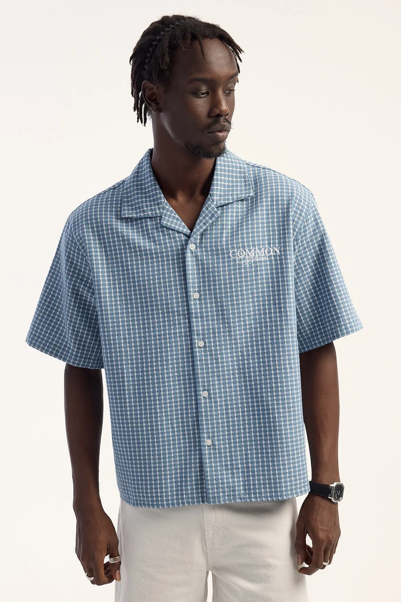 Common Need Winslow Boxy Cropped Resort Shirt Teal