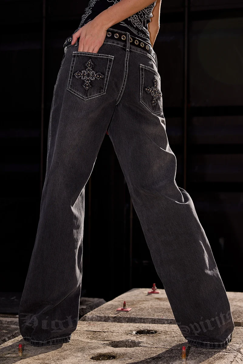 Worship Panic Sweeper Low Baggy Jean Ghosted Black