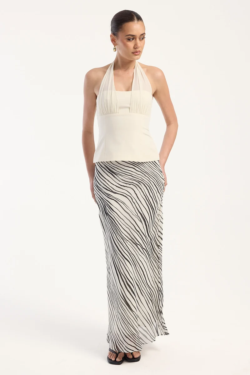 Perfect Stranger Elodie Maxi Skirt Black/White Stripe