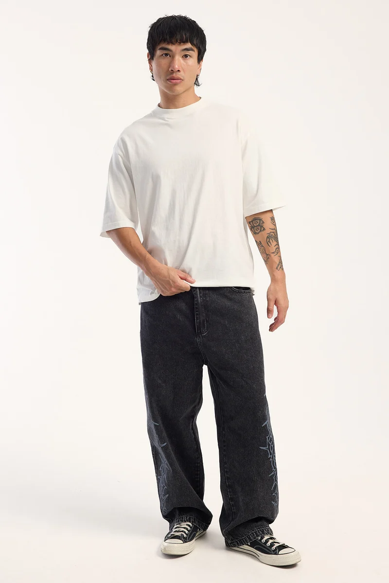 Billy Bones Club Barbed Bones Denim Jean Washed Black