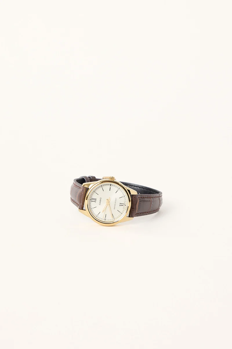 Casio LTPV005GL-9B Brown and Gold Watch Gold/Brown