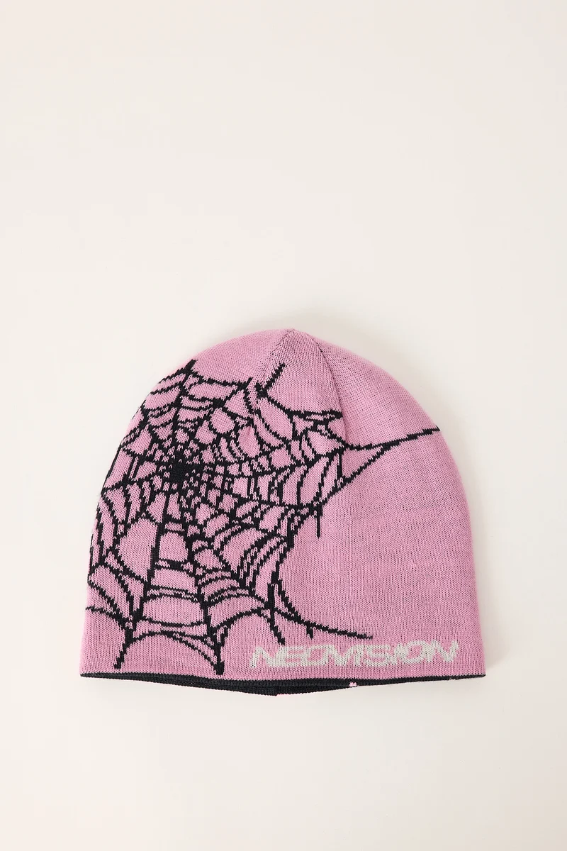 Neovision Web Reversible Skull Cap Beanie Light Pink/Black