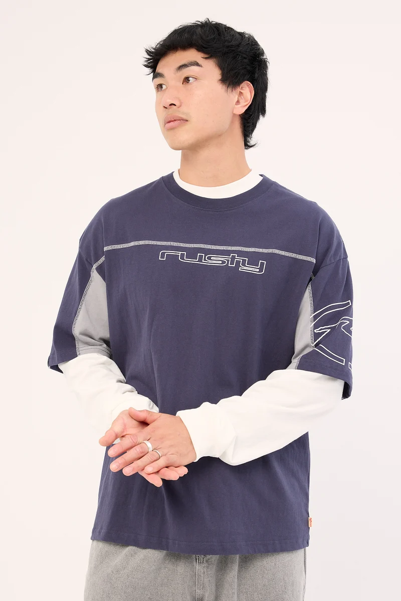 Rusty Cyberwave Tee Dark Blue