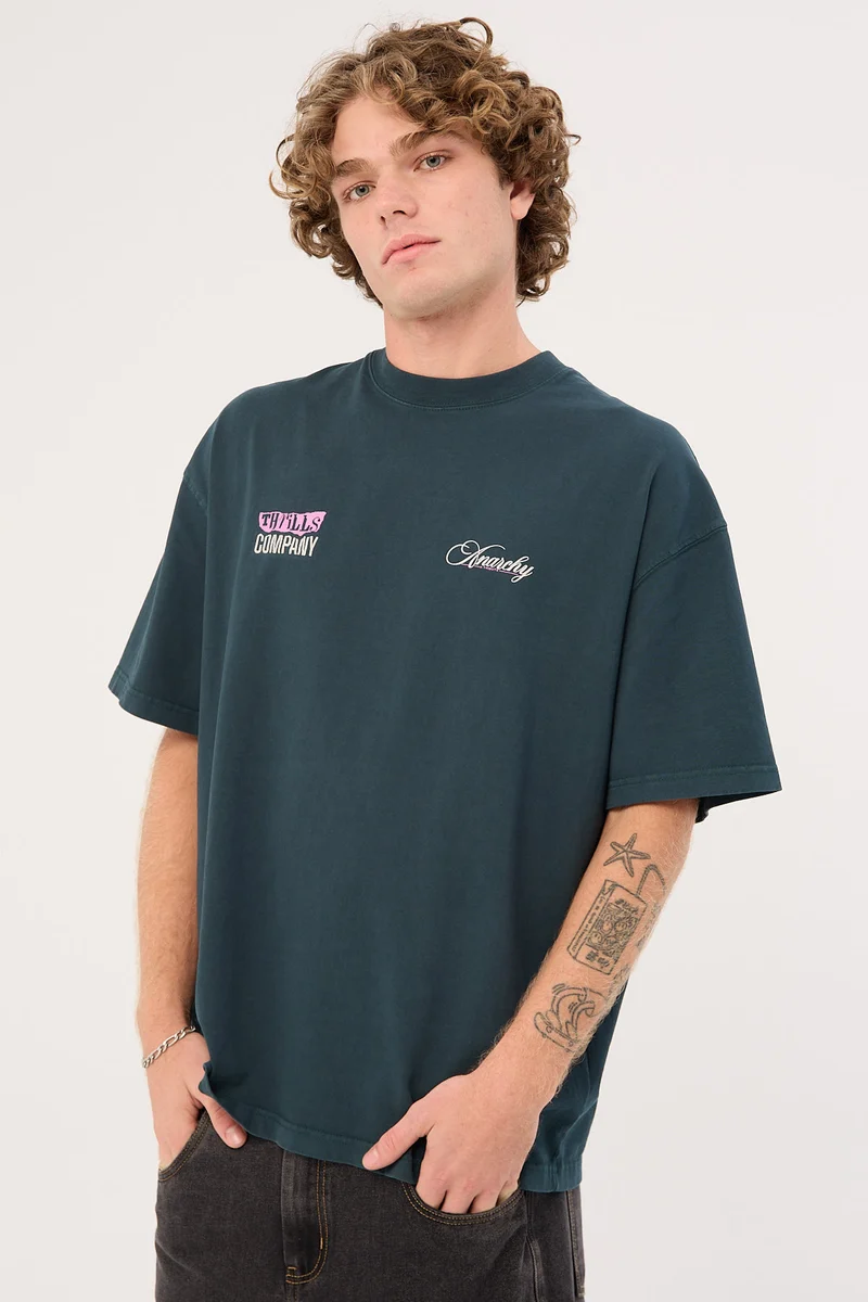 Thrills Total Anarchy Box Fit Oversize Short Tee Deep Teal