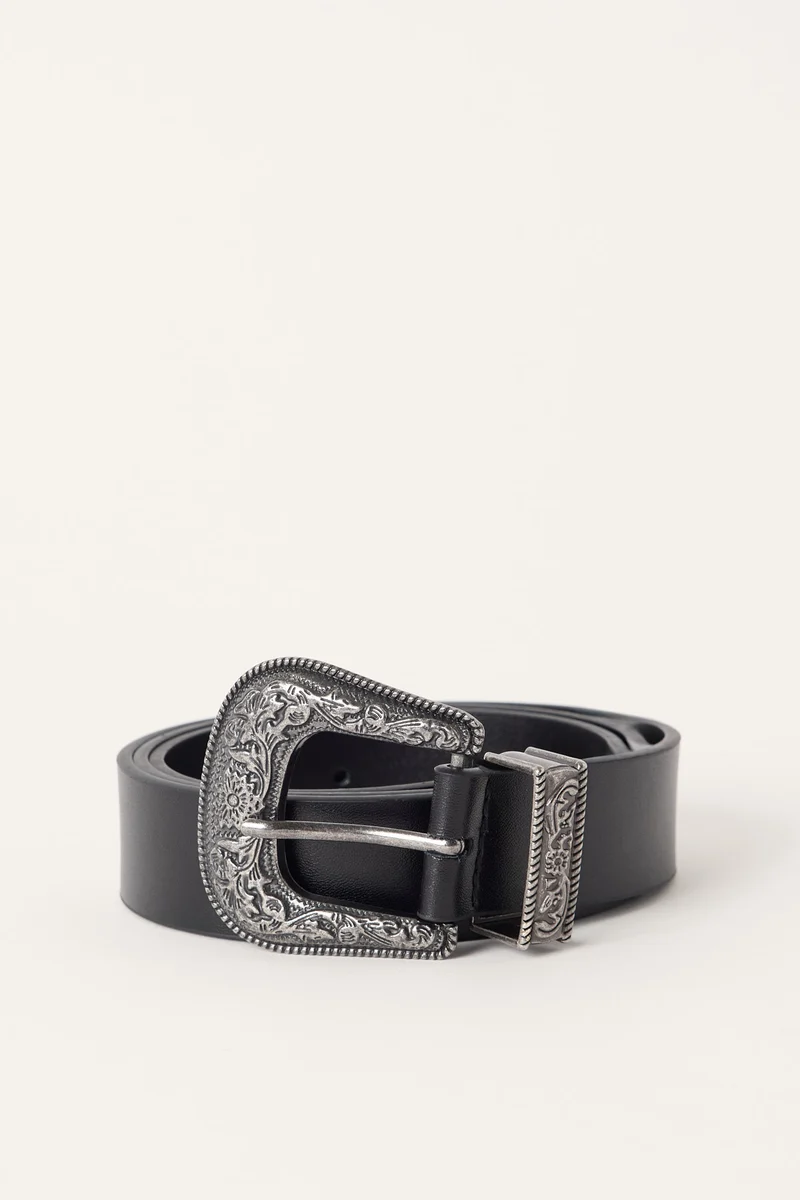 Common Need Gilded Leather Belt Black