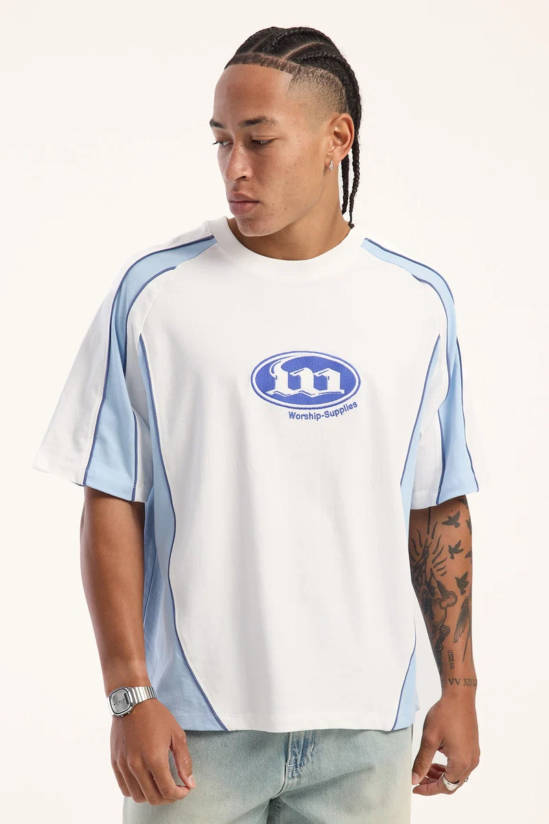 Worship Morality Box Crop Panel Raglan Tee White
