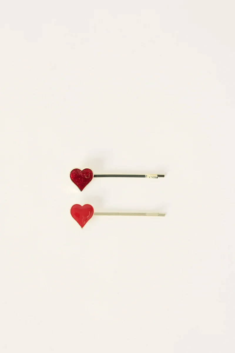 Token Heart Hair Clip Pack Red