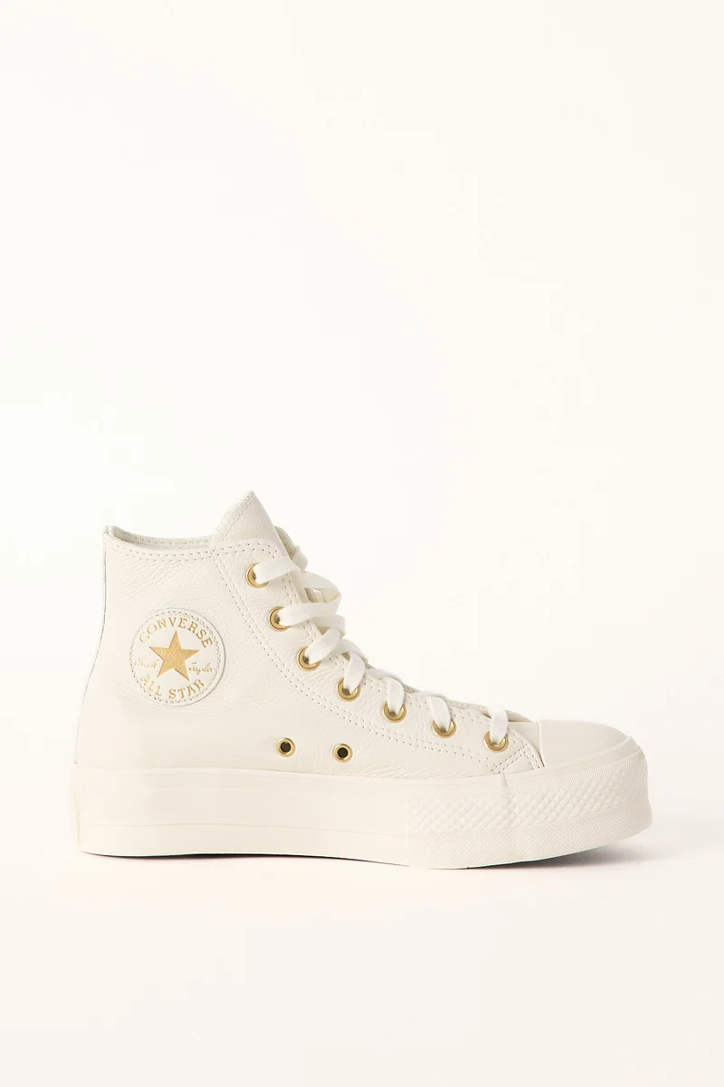 Converse Womens Chuck Taylor All Star Lift Platform Golden Hits Sneaker Egret/Gold