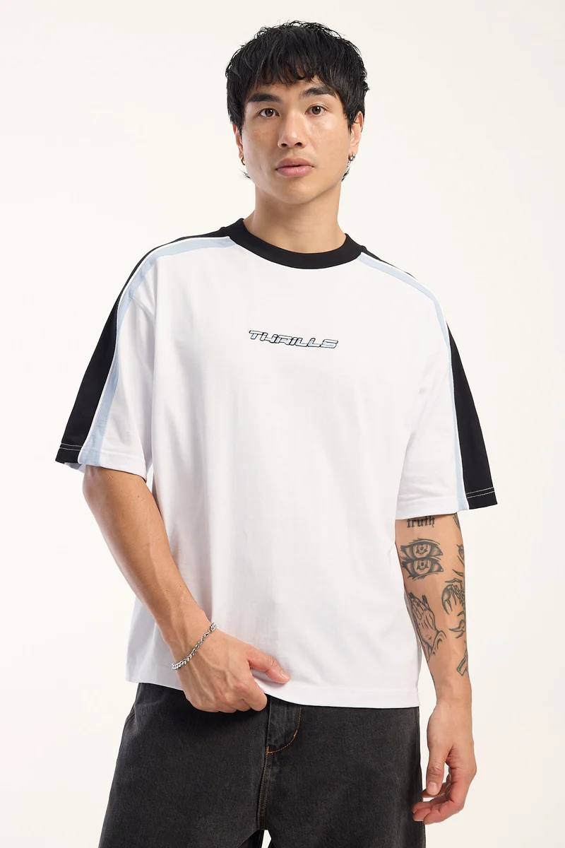 Thrills Turbo Panel Oversize Box Crop Tee White