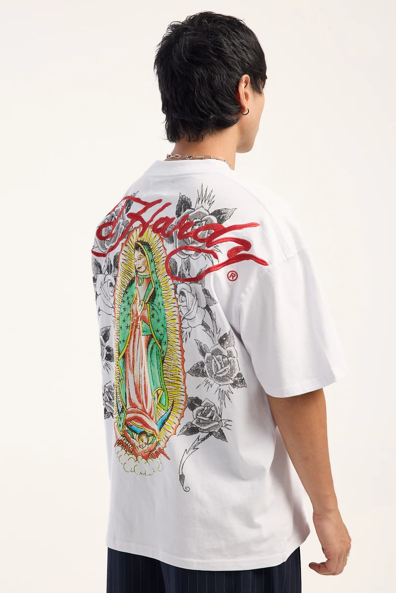 Ed Hardy Holy Oversized Tee White