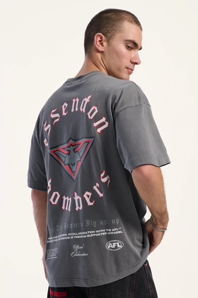Nena & Pasadena NXP x AFL Essendon Off Season Tee Charcoal