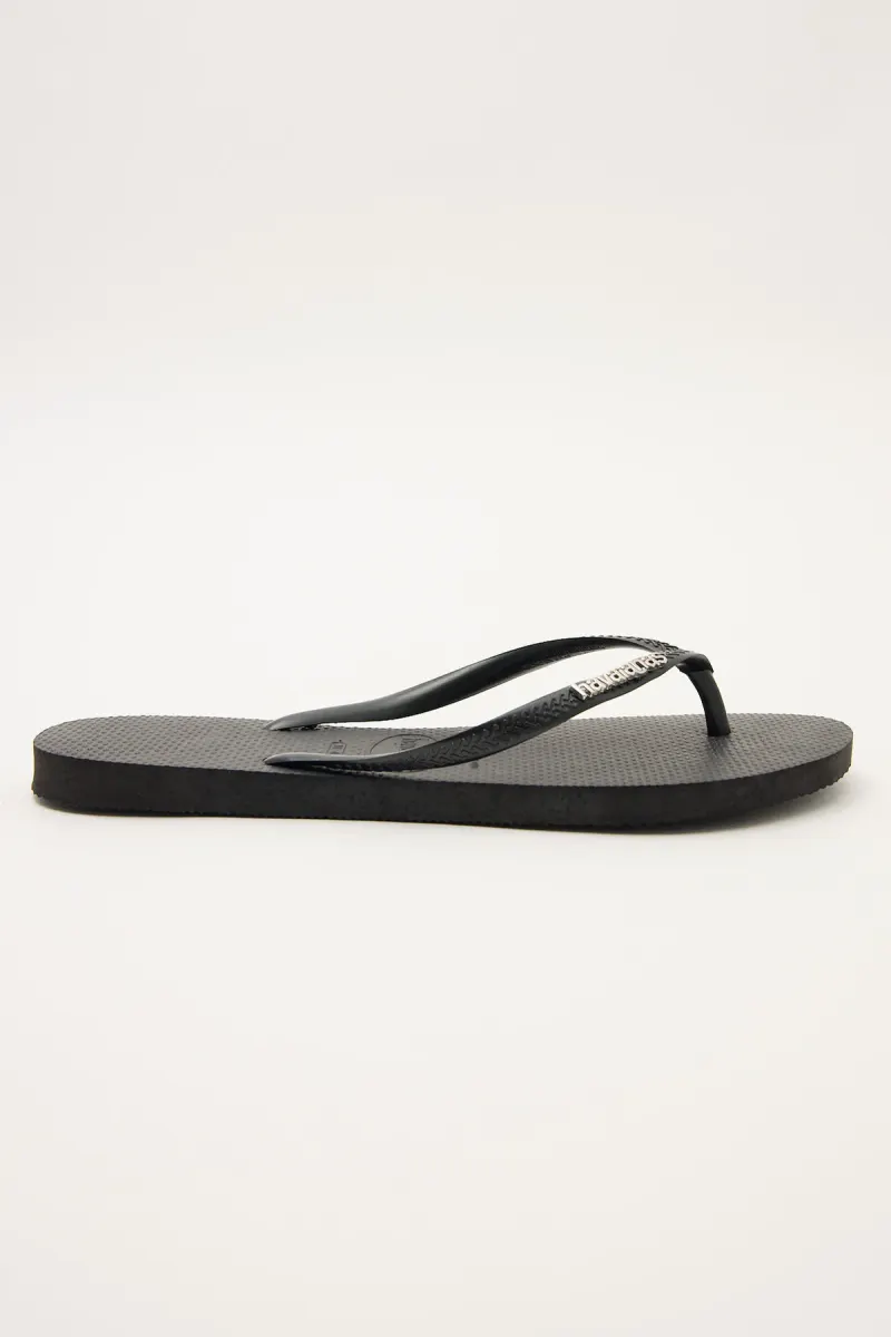 Havaianas Womens Thong Slim Metal Logo Black/Silver