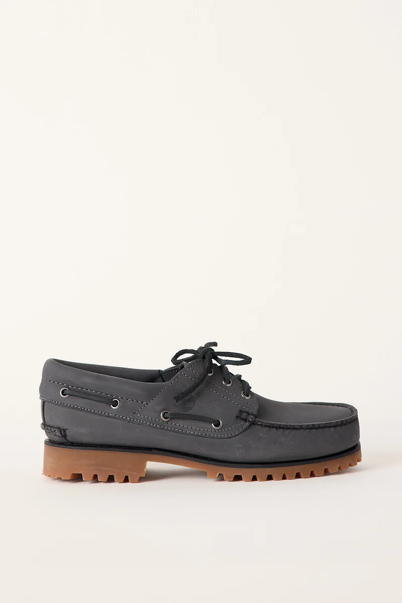 Timberland Mens Authentic Boat Shoe Dark Grey Nubuck