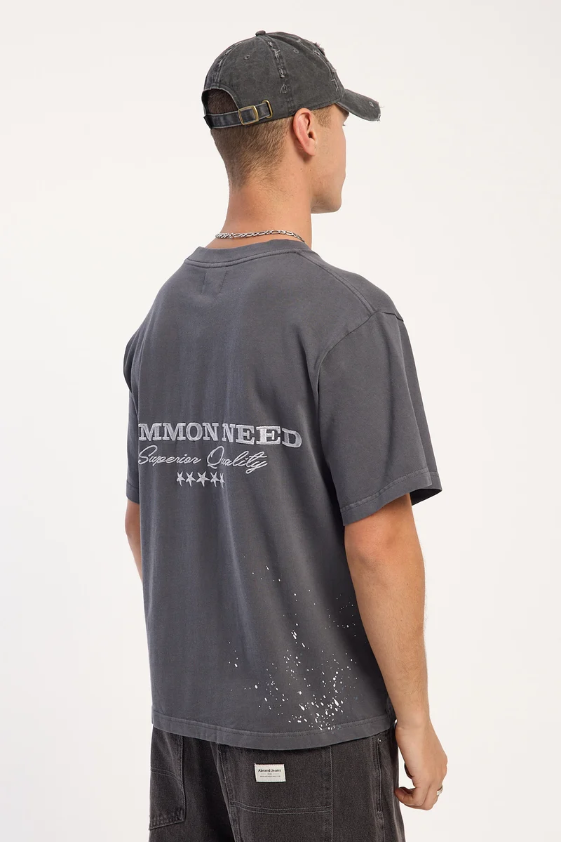 Common Need Superior Grit Heavyweight Signature Tee Washed Black
