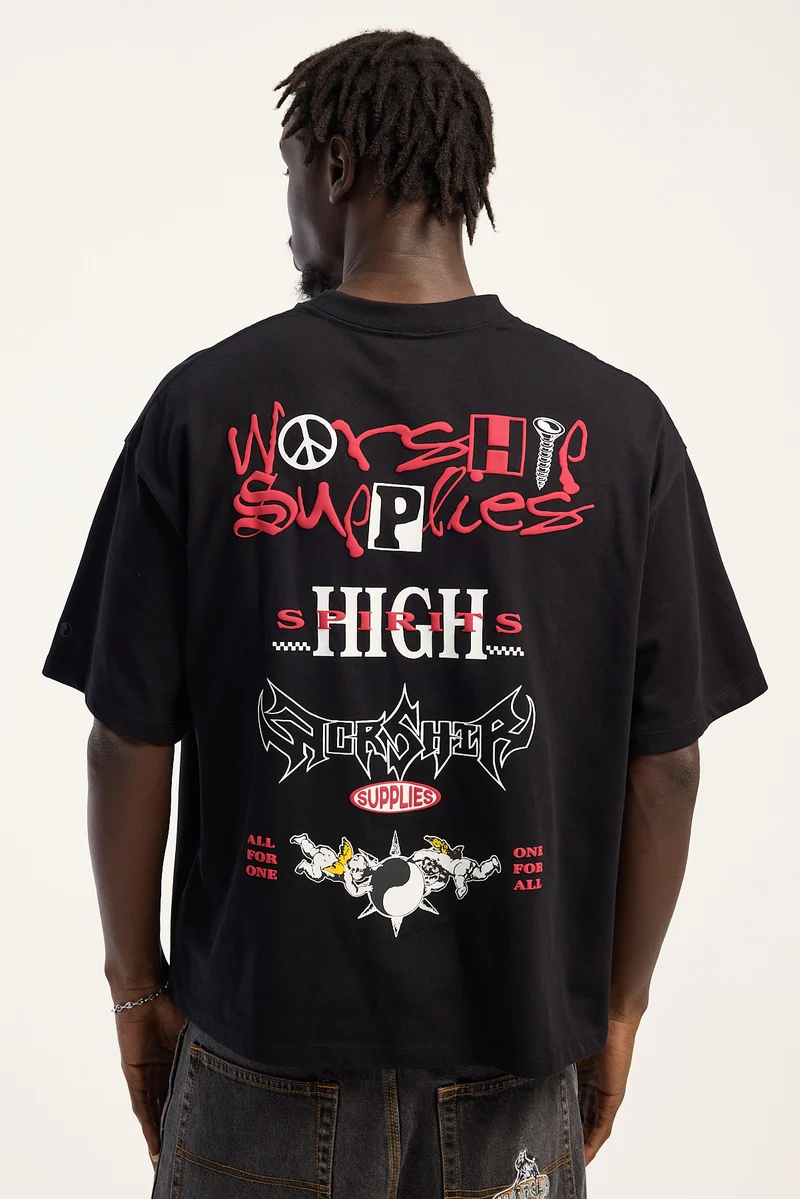 Worship Fusion Box Crop Tee Black