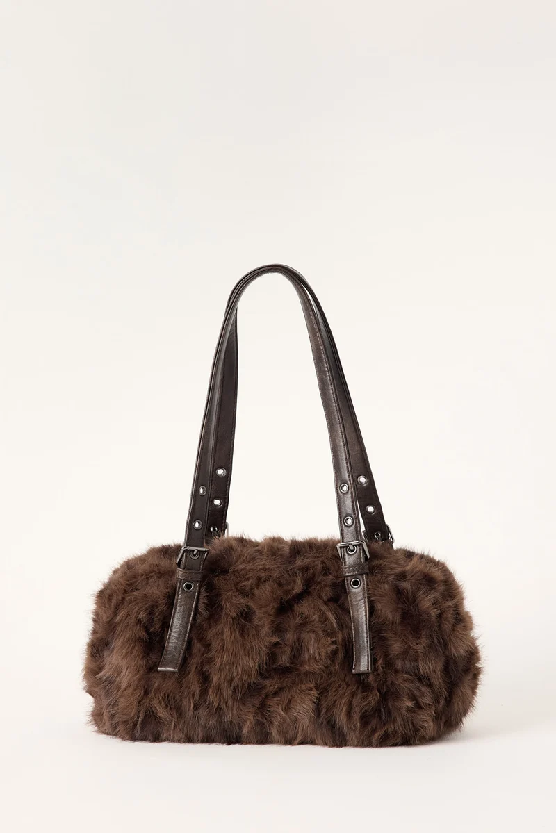 Token Cheetah Faux Fur Bag Brown