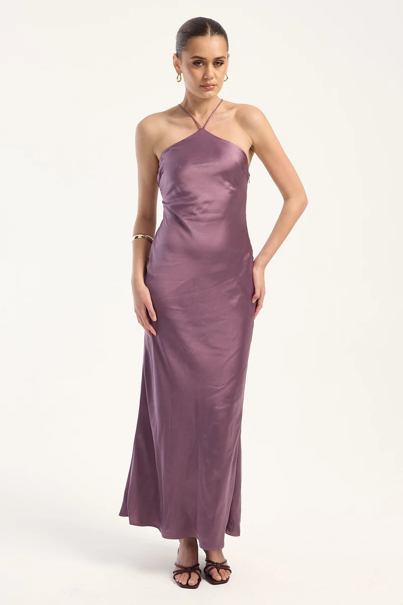 Perfect Stranger Bonnie Satin Maxi Dress Deep Mauve