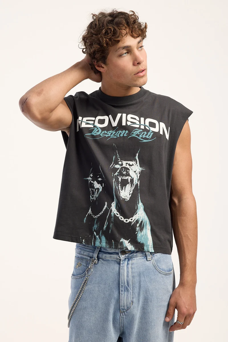 Neovision Feral Cropped Muscle Tank Night Black