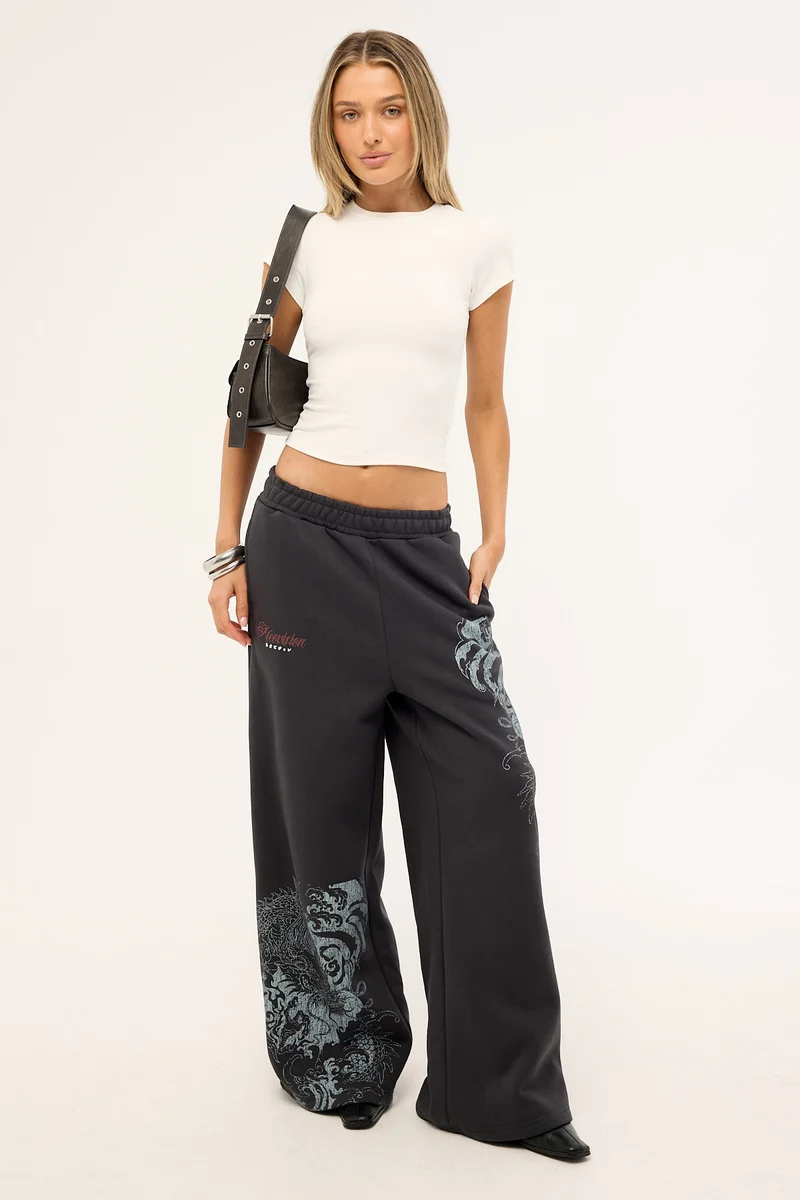 Neovision Nami Straight Leg Trackpant Washed Black