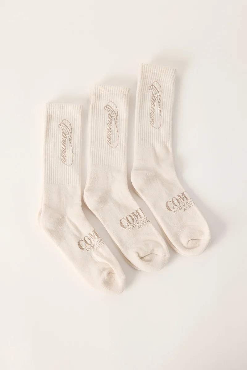 Common Need Repose Sock 3 Pack Off White