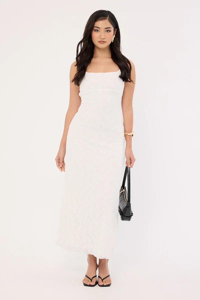 Luck & Trouble Aster Halter Tie Back Maxi Dress White
