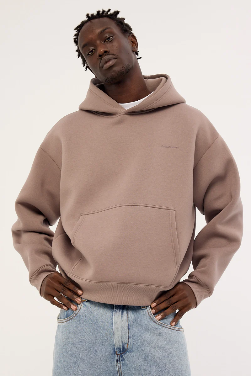 Common Need Focus Boxy Tech Hoodie Taupe