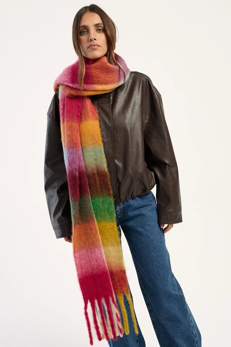 Token Check Cosy Oversized Knit Scarf Multi