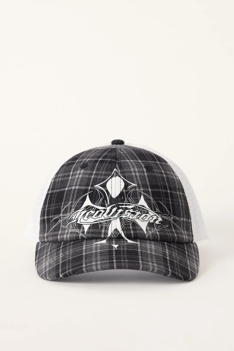 Neovision Brawl Distressed Trucker Cap Black Check