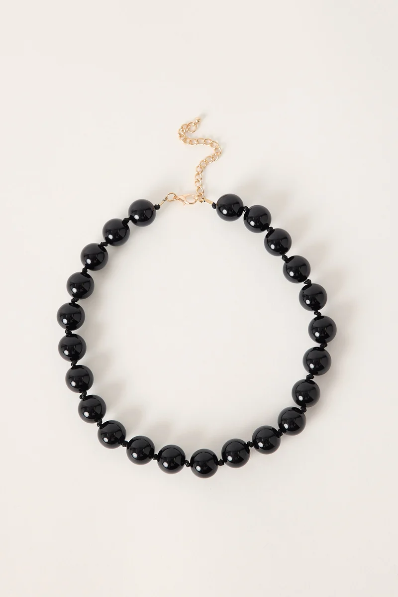 Token Olive Beaded Necklace Black