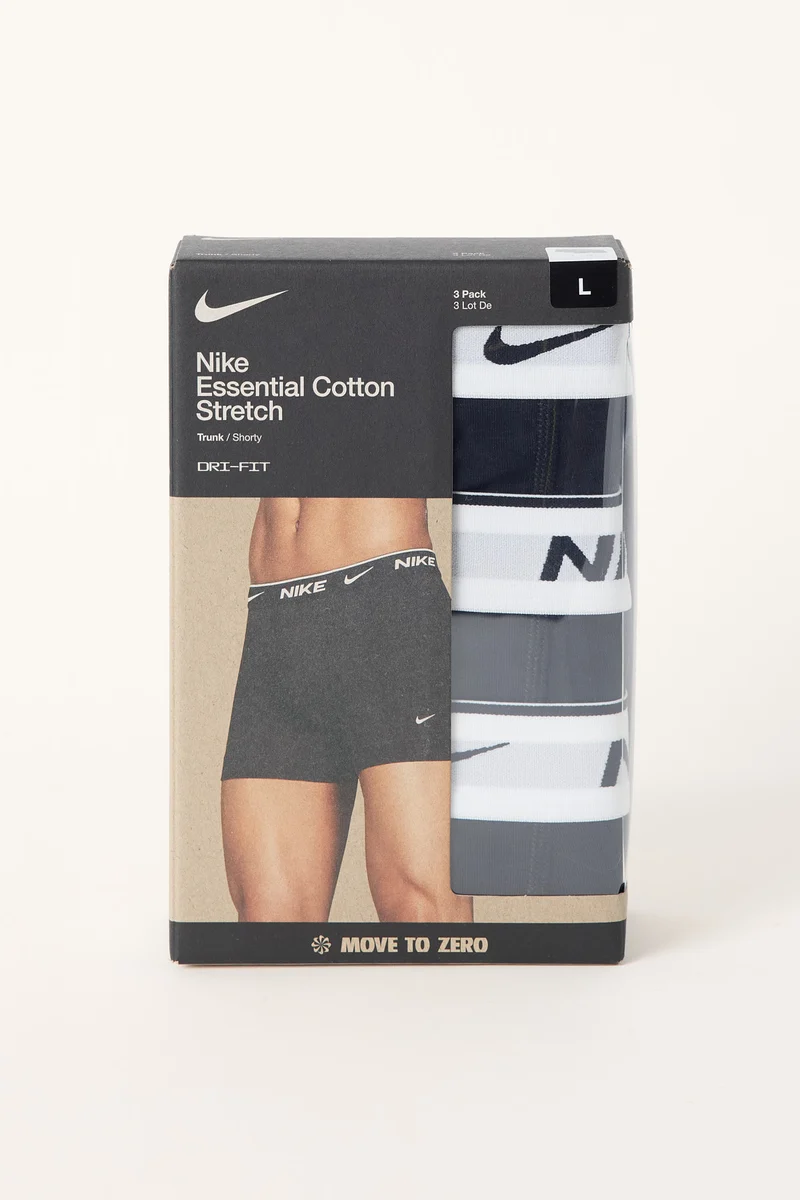 Nike Underwear Dri FIT Essential Cotton Stretch Trunk 3 Pack Black