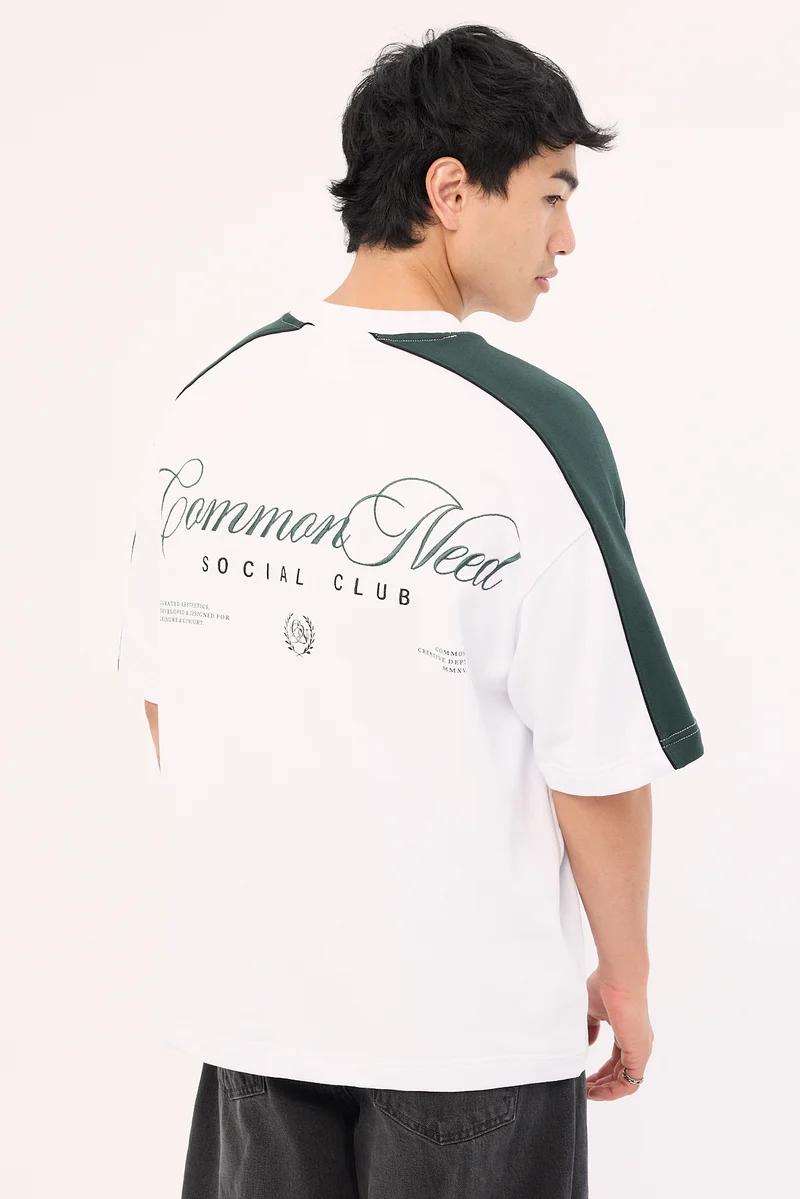 Common Need Segment Cropped Loopback Easy Tee White