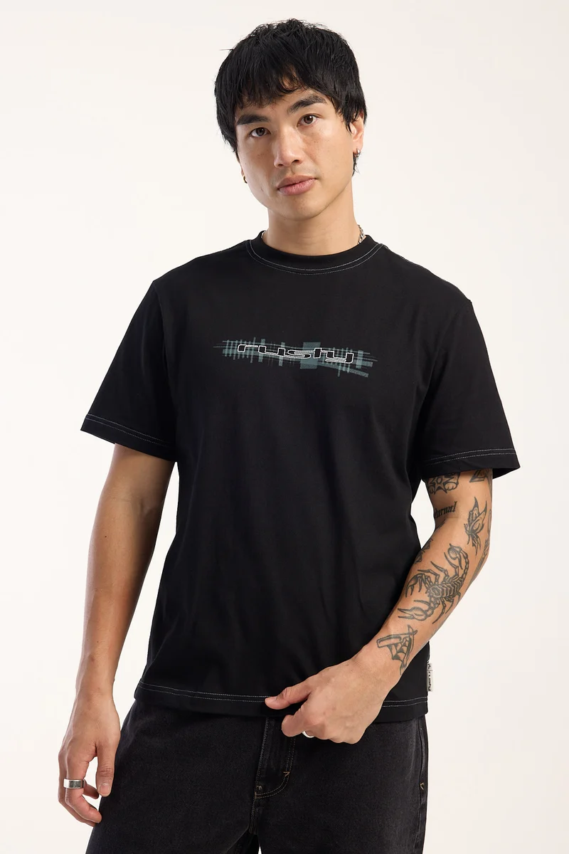 Rusty Check Wise Slim Fit Tee Black