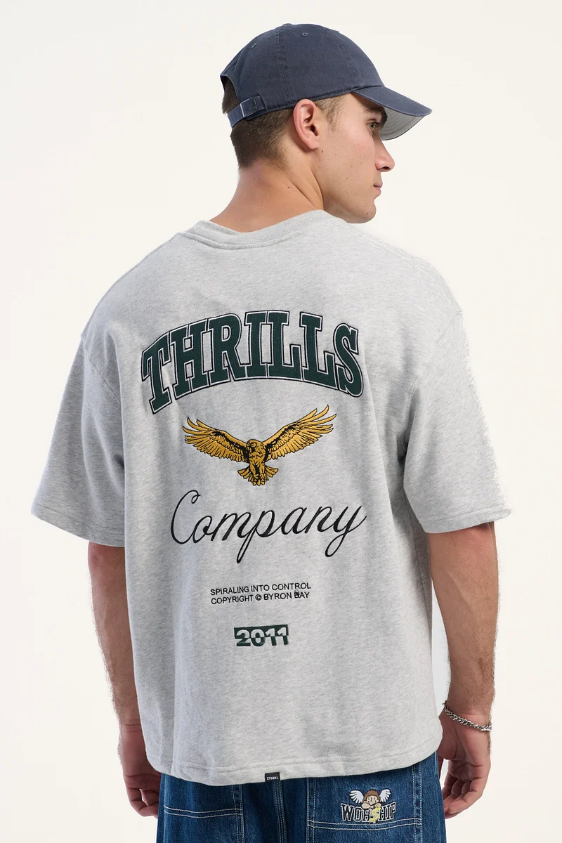 Thrills State Line Loopback Box Crop Oversize Tee Snow Marle