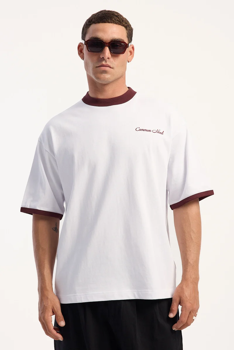 Common Need Era Heavyweight Easy Tee White/Burgundy