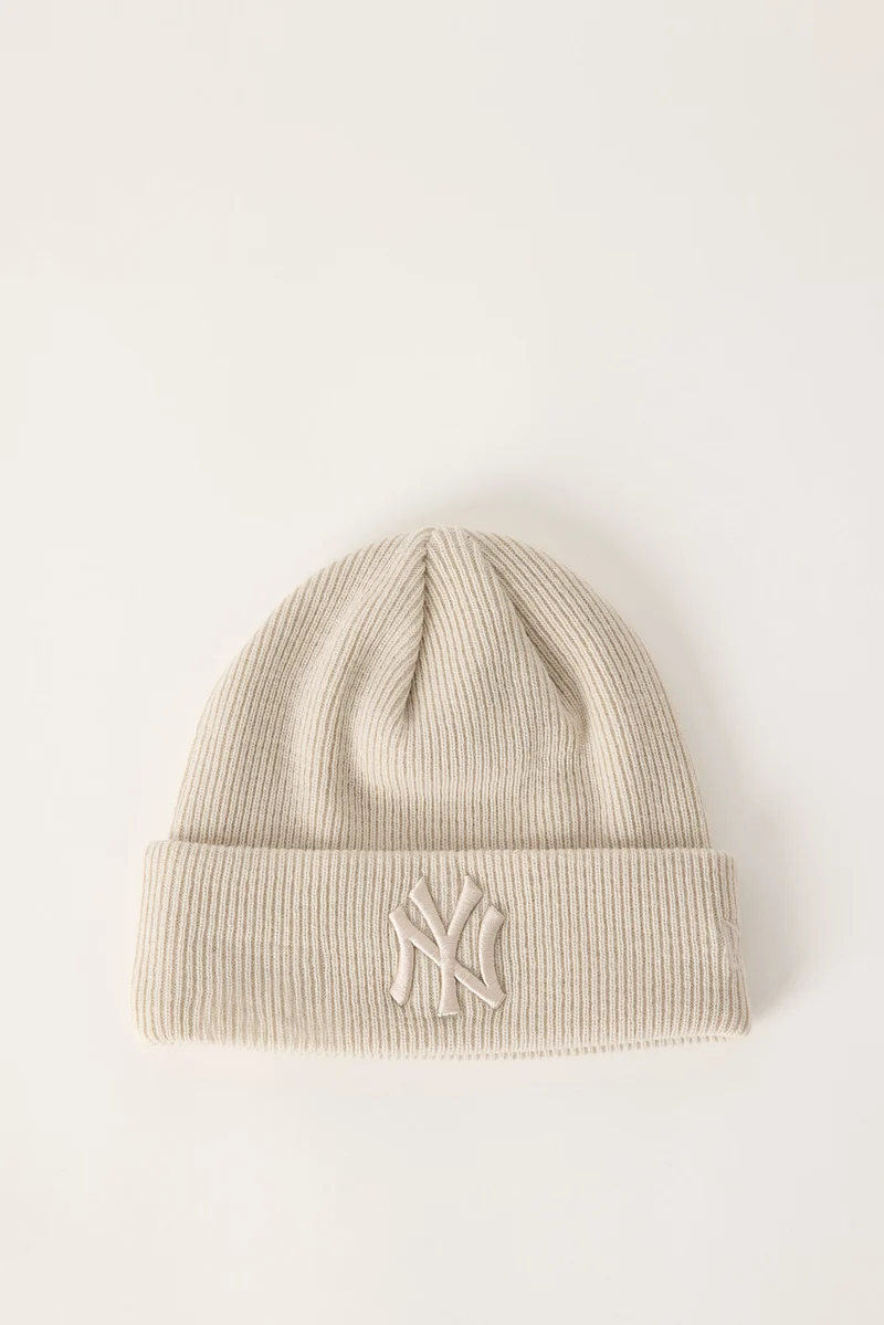 New Era Knit Thin New York Yankees Beanie Stone/Perfect Tan