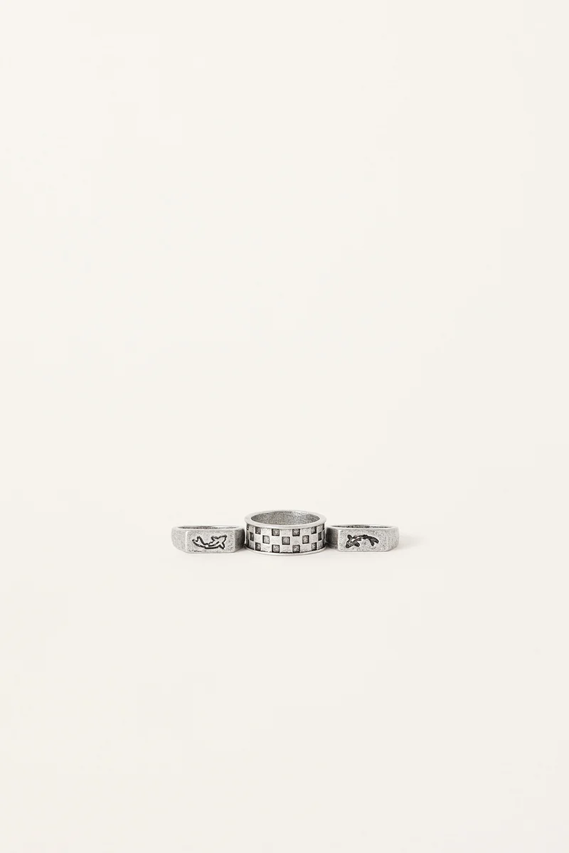 Common Need Tranquil Ring 3 Pack Antique Silver