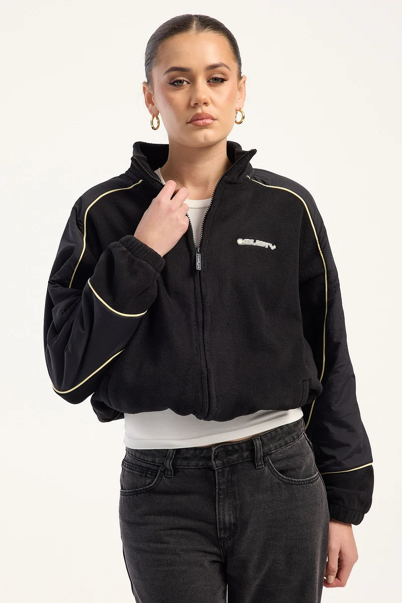 Rusty New Age Zip Through Polar Fleece Black/Yellow