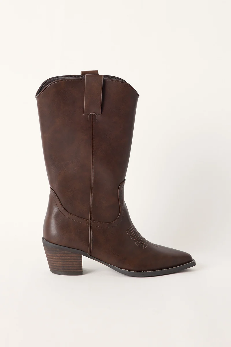 Verali Womens Benny Cowboy Boot Distressed Brown