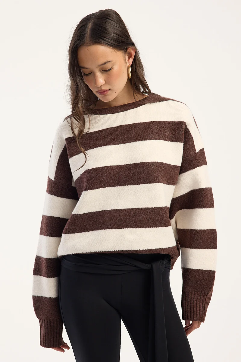 Lioness Dolce Knit Dark Chocolate Stripe