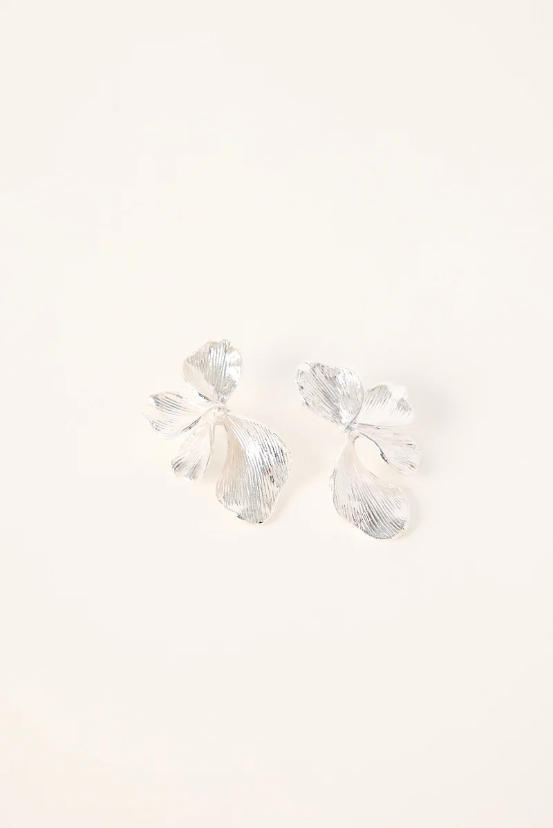 Perfect Stranger Petal Drop Earrings Sterling Silver Plated