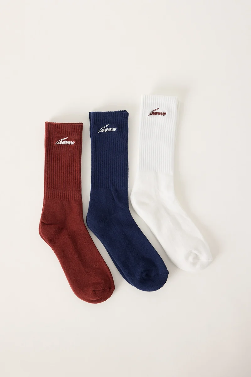 Common Need Daniel Sock 3 Pack Burgundy/Navy/Off White