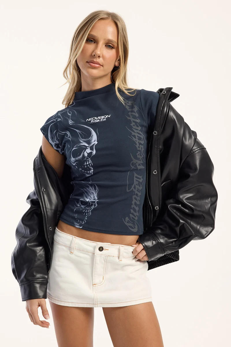 Neovision Reaper Mock Neck Tee Deep Navy