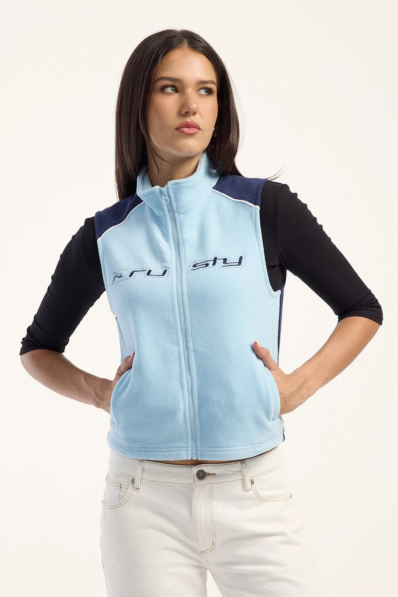 Rusty Mr Cool Polar Fleece Vest Aqua/Dark Blue