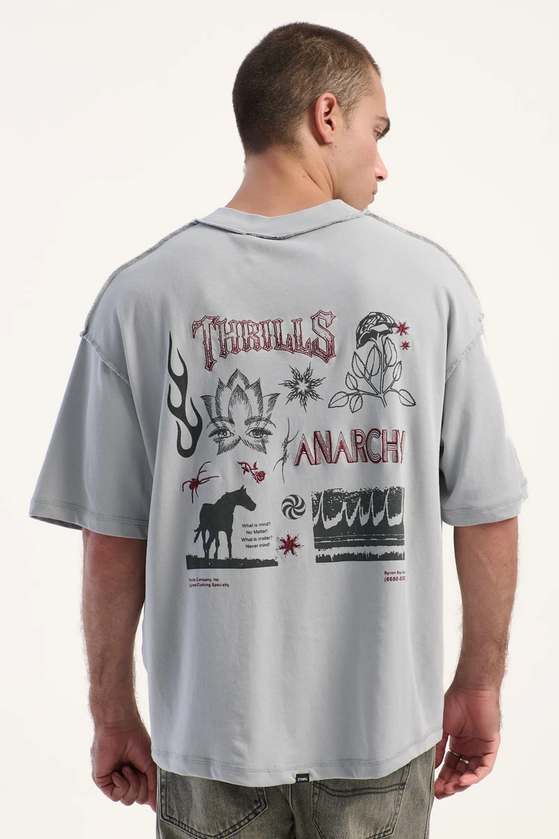 Thrills Mindless Box Crop Oversize Tee Glacier Grey