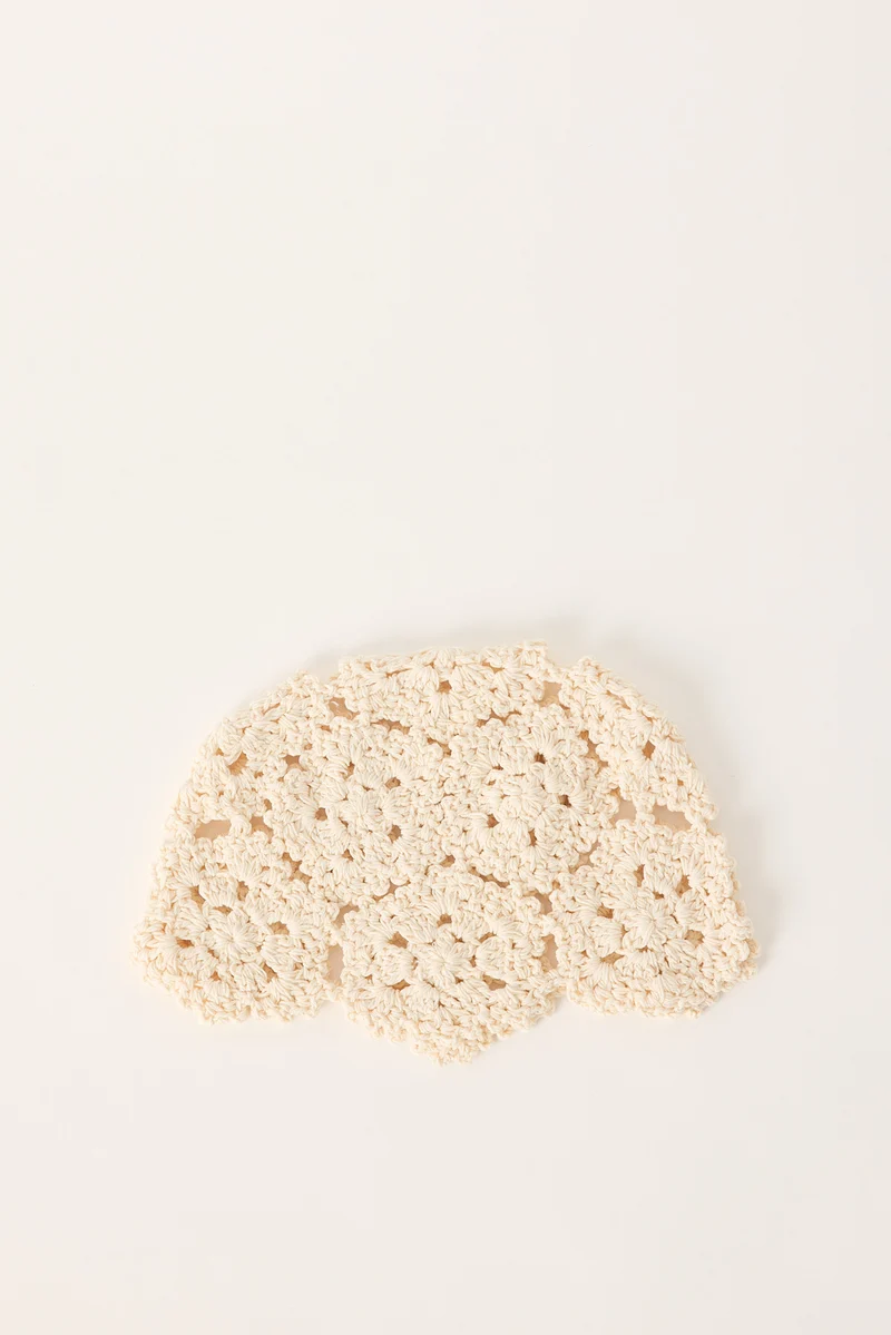 Token Poppy Crochet Knitted Beanie Cream