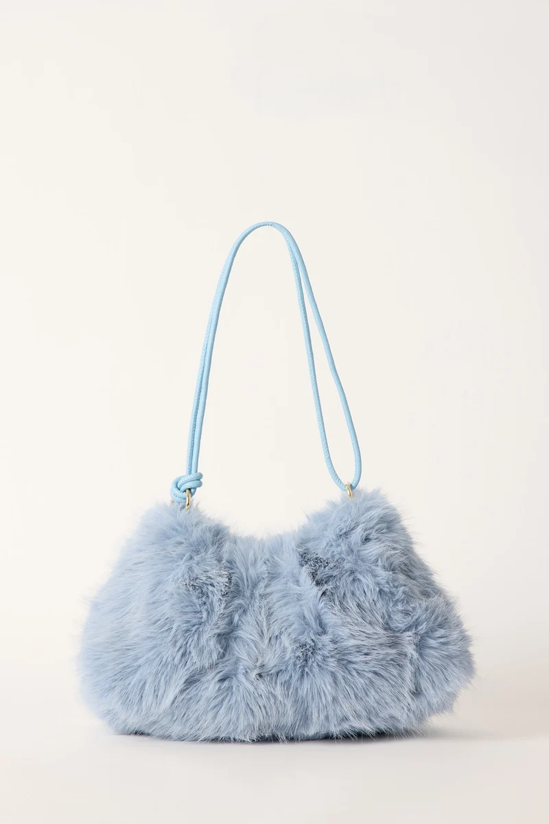 Token Glacial Faux Fur Bag Blue